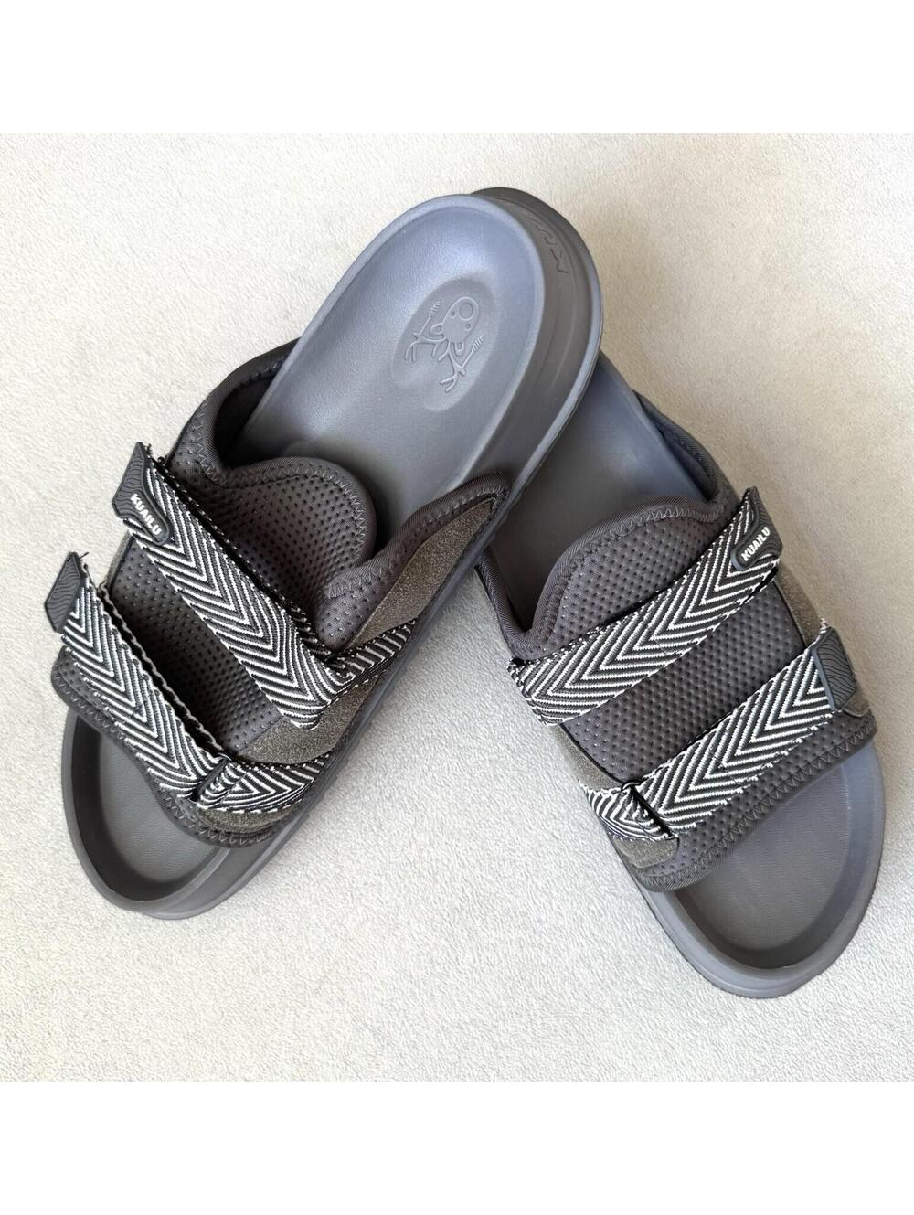 Kuailu Mens Slide Sandals Size 13 Gray Comfort Casual Adjustable Summer